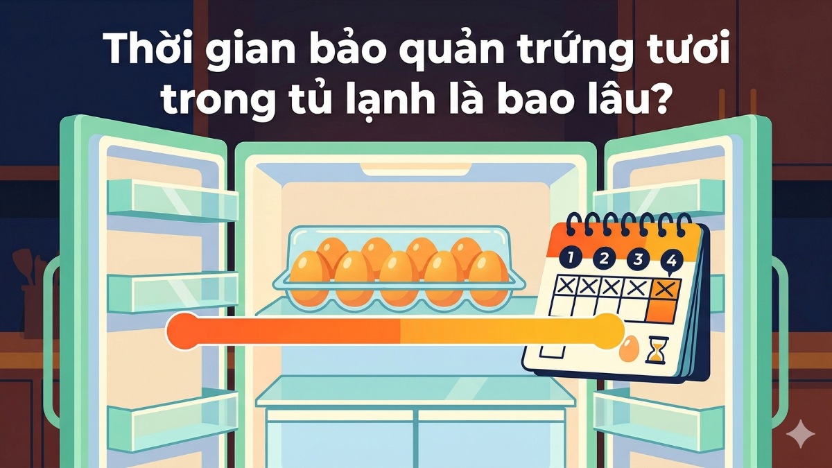 Thời gian bảo quản trứng tươi trong tủ lạnh là bao lâu?